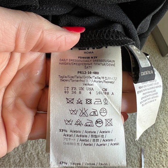 FENDI black pleated long sleeve dress with high neck above the knee silhouette - Picture 12 of 13